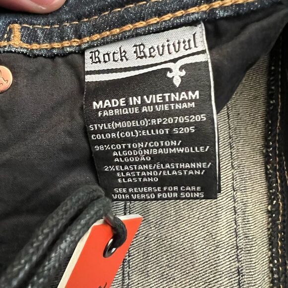 Rock Revival Moto Biker Distressed Tapered Leg Jeans “Elliot” - Picture 8 of 12